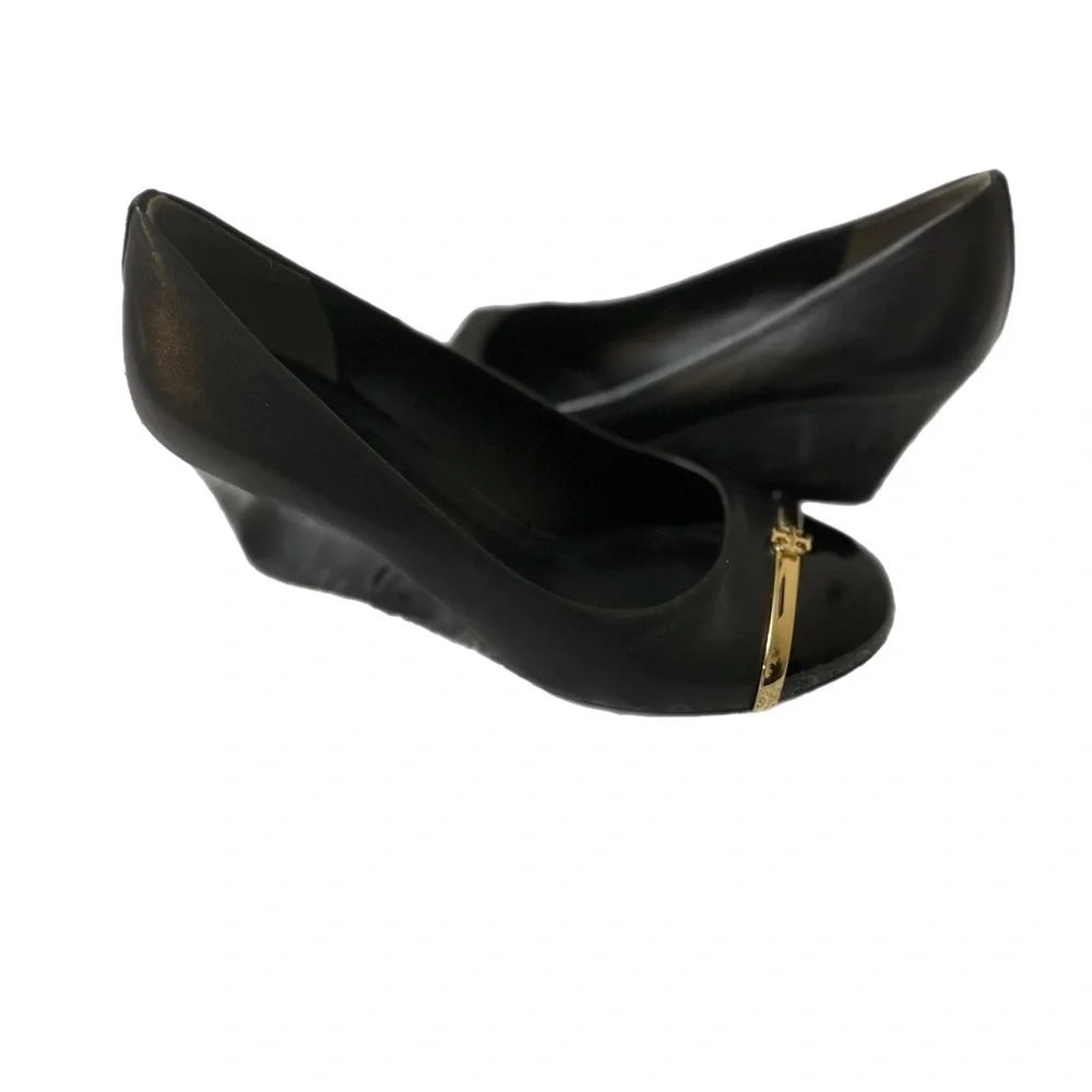 Tory Burch Black and Gold Heels